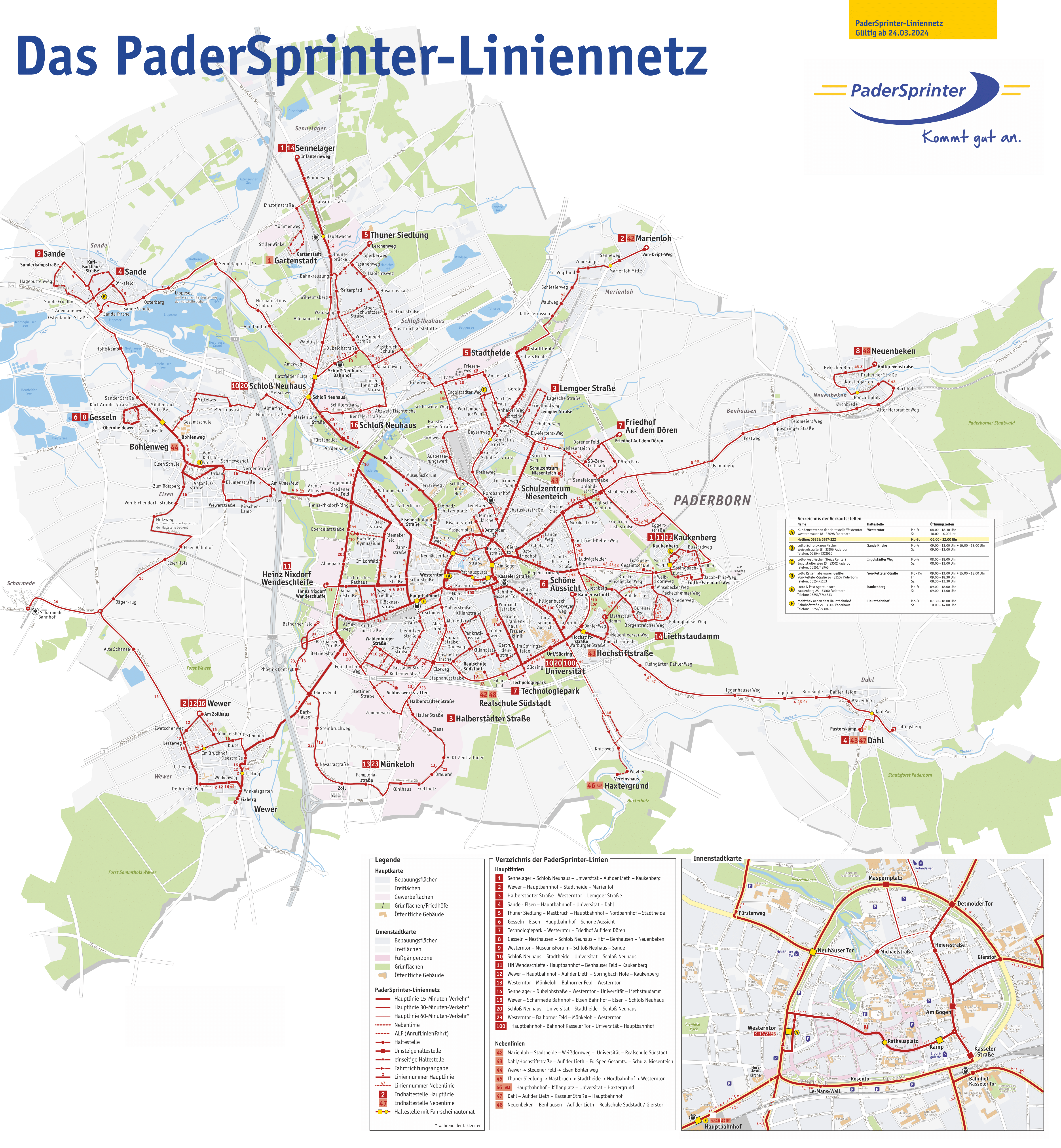 Geographischer Liniennetzplan am Tag für den 24.03.2024